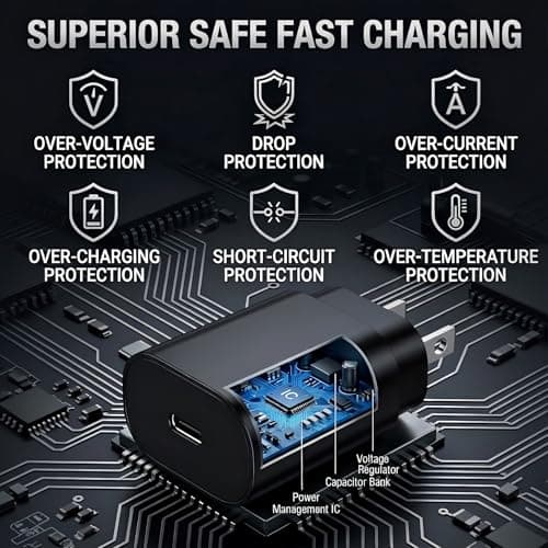 TT&C USB C Super Fast Charger 25W 2-Pack with Type-C Cable 6FT, USB C Block PD 3.0 PPS Adapter Compatible with Samsung Galaxy S26, S25, S24, S23 & iPhone 17/16/15 (Black)