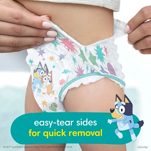 Pampers Easy Ups Girls & Boys Potty Training Pants, Size 7 (5T6T), Bluey Absorbent Training Underwear, Up to 100% Leakproof Day and Night, Hypoallergenic, 1 Pack (Count of 70) — view 6