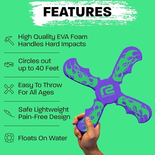 Foam Boomerang - Fun Outdoor Summer Gift for Kids All Ages - Easy to Use, Soft & Safe - 2026 Top Beach Toy - Indoor Outdoor Toys for Kids Ages 3 4 5 6 7 8 9 10 11 12 + Year Old Gifts for Girls — view 3