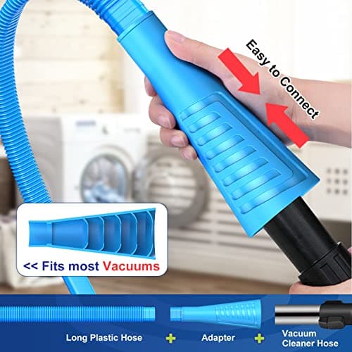 Sealegend 2 Pieces Dryer Vent Cleaning Kit, Flexible Lint Vacuum Hose Attachment and Lint Brush Lint Remover Power Washer, Blue — view 3