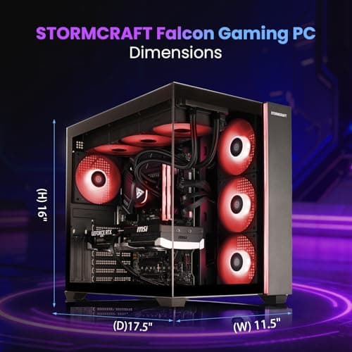 STORMCRAFT Falcon AI Gaming Desktop Computer AMD Ryzen 7 7800X3D, RX 9070 XT 16G, 32GB DDR5 6000MHz, 1TB NVMe SSD, 850W PSU 360mm AIO, ARGB Fans, USB-C, Bluetooth, Wi-Fi VR Ready PC Game Design Office — view 4