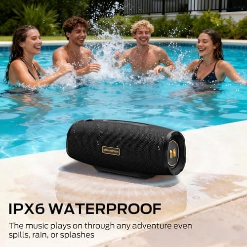 Monster S380 Bluetooth Speaker, Portable Speaker with 40W Stereo Sound, Bluetooth 6.0, 20H Playtime, IPX6 Waterproof, TWS Pairing, Support AUX/TF Card, Wireless Speaker for Outdoor Home Party — view 5