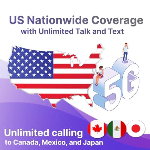 Jethro Mobile USA SIM Card (Uses T-Mobile), 7GB High-Speed 4G/5G Data, Unlimited Talk, Text, & Basic Data, Same Day Activation, Data Usage Tracking, US SIM Card for Canadian Travelers (7-Days)