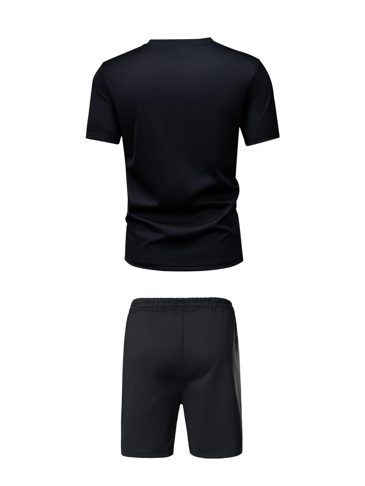 Conjunto de 2 piezas de camiseta ligera de manga corta con bloques de tres colores para hombre, a la moda, casual, vacaciones, deportes, fitness — view 2