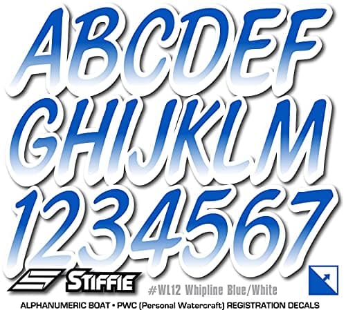 STIFFIE Whipline Blue/White 3" Alpha-Numeric Registration Identification Numbers Stickers Decals for Boats & Personal Watercraft — view 4