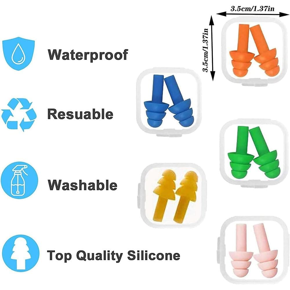 5 Pares Tapones para Oídos de Silicona, Reutilizables para Reducir Ruidos, Impermeables, para Natación, Dormir, Trabajar, Estudiar, Lugares Ruidosos — view 3
