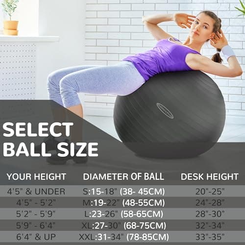 BalanceFrom Anti-Burst Slip Resistant Exercise Ball - 26-inch, 2,000-Pound Capacity, Gray