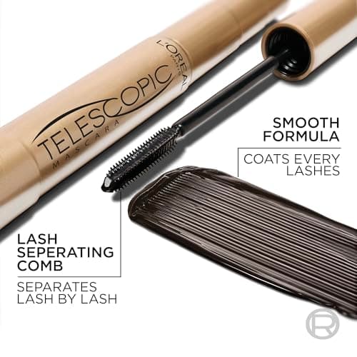 L’Oréal Paris Telescopic Mascara, Eyelash Lengthening Mascara, Unique Non-Clumping Formula, Delivers Intense Length, For Sensitive Eyes, Blackest Black, 8 ml — view 3