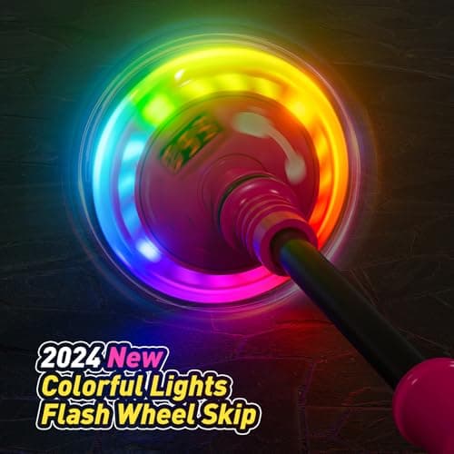 Flooyes Skip Ball for Kids, Ankle Ball Toy with Counter, Timer and Cal Calculator, Girl Birthday Gifts for Age 6 7 8 9 10+, Rechargeable Colorful Flash Wheel Jumping Balls for Girls Boys(Pink) — view 2