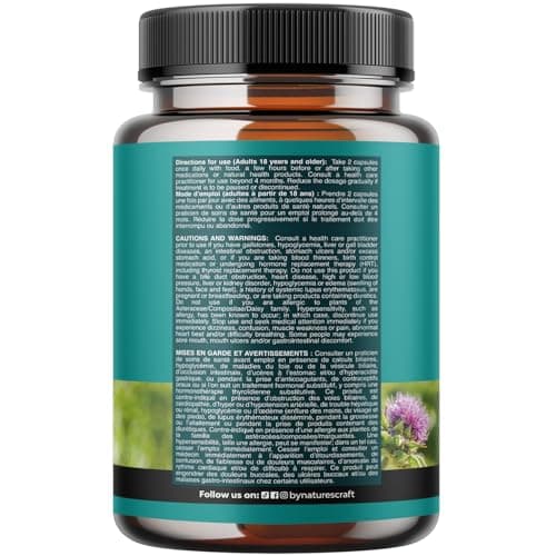 Milk Thistle Supplement for Liver Cleanse Detox & Repair - Herbal Pills with Dandelion Root, Choline, Beetroot & Artichoke Extract - 60 Capsules — view 2