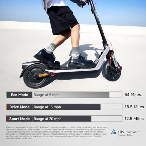 Segway Ninebot E3 Pro Electric Scooter, 34-Mile Range, 20 mph, 800W Motor, Dual Elastomer Suspension, Traction Control, UL2272 2271 Certified, Black — view 3