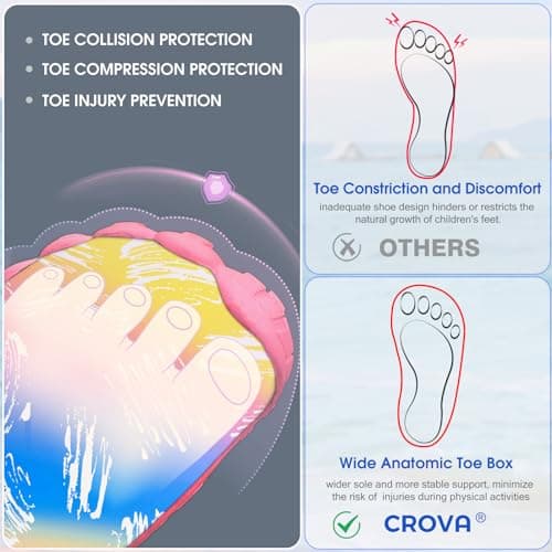 CROVA Built-in Heel Grips Water Shoes for Kids Girls Boys Hiking Shoes Wide Barefoot Swim Beach Pools Slip-On Quick Dry Lightweight for Big Little Kids Toddler — view 3