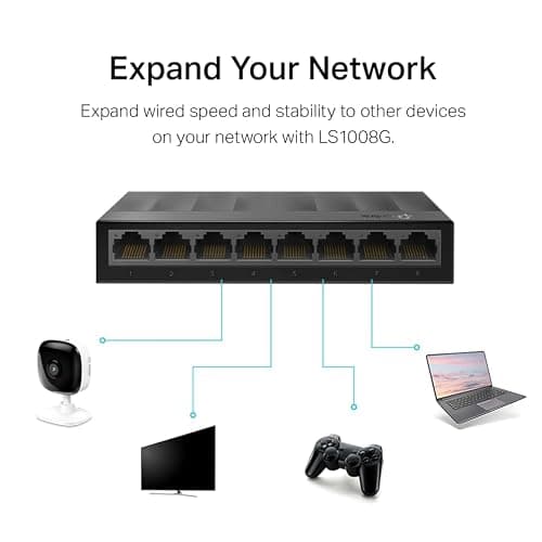 TP-Link Litewave 8 Port Gigabit Ethernet Switch | Desktop Ethernet Splitter | Plastic Case | Unshielded Network Switch | Plug & Play | Fanless Quiet | Unmanaged (LS1008G) — view 4