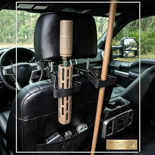 The Ultimate Universal Seat Back Gun Rack, Adjustable Vehicle Rifle Heavy Duty Backseat Organizer with Secure Straps Hunting Gear Storage Vehicle Rifle Holder for Truck Suv Car — view 2