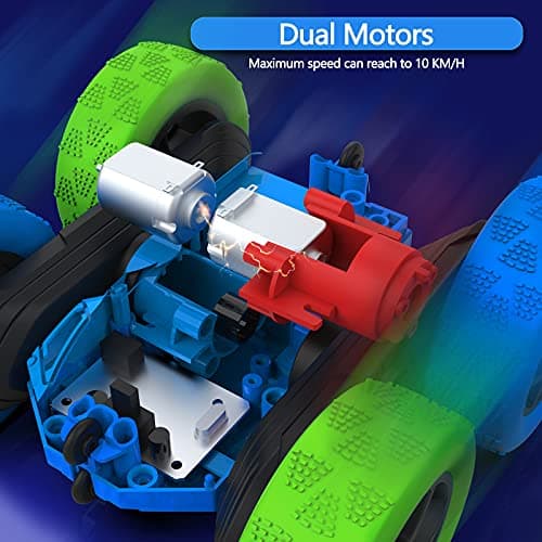 Hamdol Remote Control Stunt Car for Kids, 360° Rotating Double-Sided RC Car with LED Headlights, 4WD 2.4GHz Electric Rechargeable Toy Vehicle for Boys and Girls, Perfect Birthday — view 2