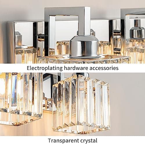 FDPBY Modern Crystal Bathroom Vanity Light 5-Lights Chrome Modern Crystal Wall Lamp Bathroom Modern Crystal Vanity Lighting… — view 4