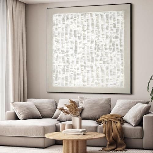 46"x46" XL Framed Wall Art Neutral Abstract Line Design Art (Frame Assembly Required) — view 3