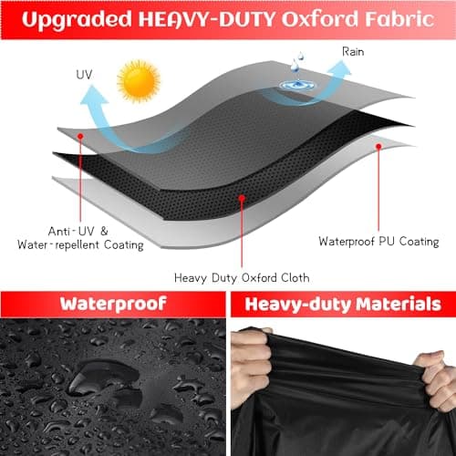 Grill Cover, 32 inch Heavy Duty BBQ Gas Grill Cover for Outdoor Grill, Waterproof, Weather Resistant, Anti-UV, Rip-Proof, Fade Resistant Barbecue Cover with Hook-and-Loop Straps for Most Grills — view 2