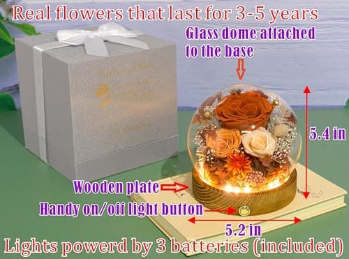 Valley of Rain & Forest Long-Lasting Real Flowers, Unique Floral Gift for You to Send Love for All Occasions, for Indoor Decoration (Orange & Brown Rose Arrangement Fall-themed)