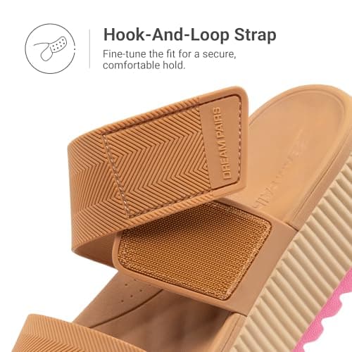 DREAM PAIRS Women's Platform Slip on Adjustable Sandals Lightweight Comfortable Non-Slip Vacation Beach Chunky Open Toe Wedges for Summer Waterproof Shoes 2026,Size 7,Camel,SDWS26004W — view 7