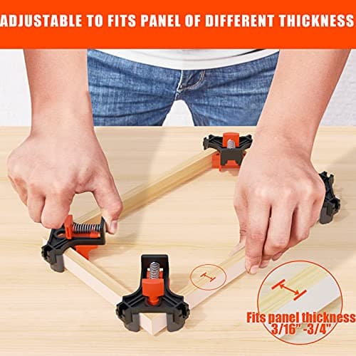WETOLS Corner Clamp for Woodworking, 90 Degree Right Angle Clamp, Wood Clamps, 4Pcs Adjustable Spring Loaded Woodworking Clamp, Gifts for Him, Birthday Gifts for Men, Photo Framing, Orange — view 5