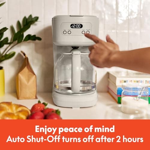 BREW 12-Cup Programmable Coffee Maker with No-Drip Glass Carafe, Oatmilk — view 5