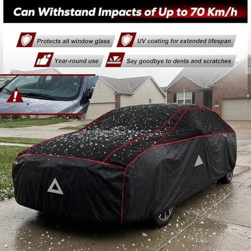 Tozaroa Hail Protector Car Cover for Sedan(Length:186"-203"),Waterproof All-Weather Outdoor Anti Hail Thick Multi-Layered EVA with Sun Visor&Storage Bag for Camry, Model 3, Accord, K5 etc — view 2