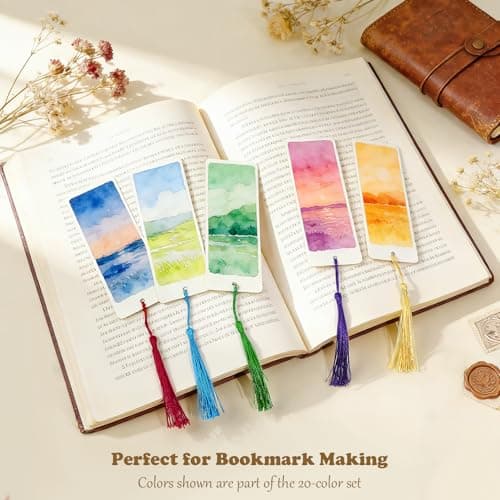 160 Pack Bulk Bookmark Tassels, 5 Inch Soft Silky Tassels with Loops, 20 Colors for Bookmarks, DIY Crafts & Keychain Making, Multi-Color Tassel Set — view 4