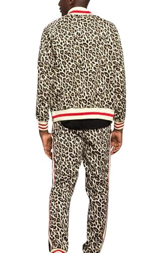 G-Style USA Men's Velvet Velour Tracksuit Set - Zipper Jacket and Sweatpants ST851 - Brown - Large — view 5