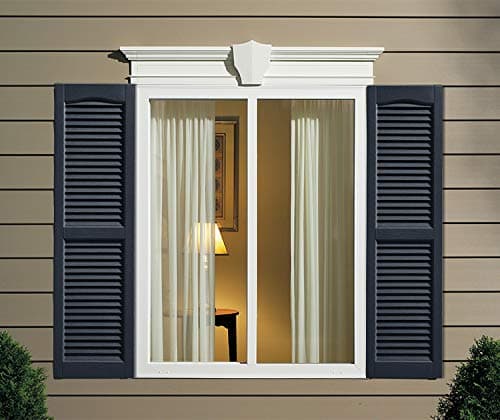 Shutters, Louvered Shutters, Standard Louvered Exterior Vinyl Window Shutters, Black, (1 Pair = 2pcs) 12"W x 40"H