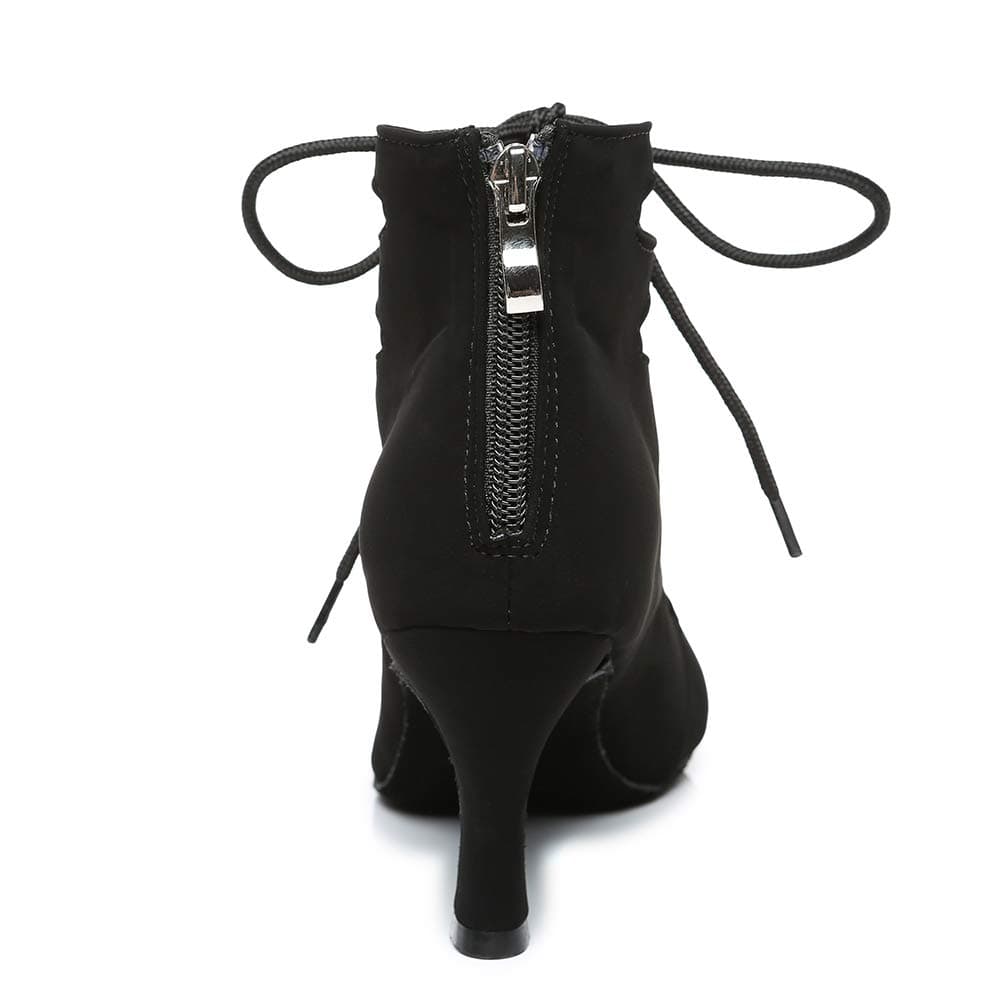 RUYBOZRY Botas de Baile Latino Mujer Botines Punta Abierta con Cordones Zapatos de Baile de Salon,Modelo YCL456 — view 8