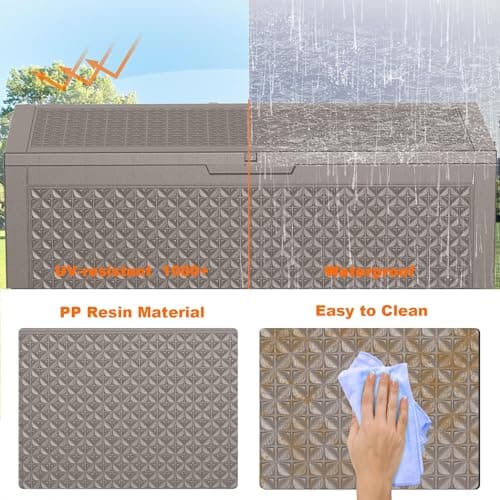 ATMELT New 100 Gallon Outdoor Storage Box – Resin Deck Box with Lockable Lid, Waterproof Patio Furniture Storage for Tools, Garden & Yard Organization — view 3