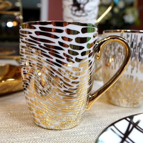 Matrix Gold Porcelain Coffee & Tea Mug Set – Premium Fine Porcelain with Elegant Gold-Plated Finish, Luxury Drinkware for Everyday Dining, Entertaining & Special Occasions — view 4