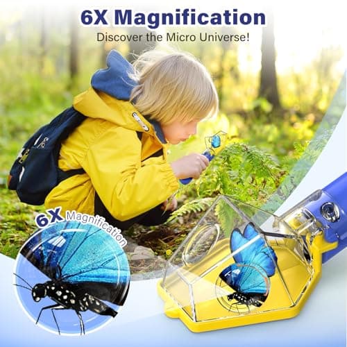 Bug Catcher for Kids, Insect Trap Kit with 6X Magnifier Glass - STEM Educational Exploration Tool for Indoor and Outdoor,Christmas Birthday Gifts Toys for Adults, Boys, and Girls, Blue — view 2