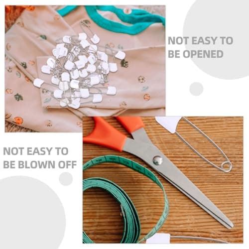 Beavorty 60Pcs Diaper Safety Pins White Zinc Alloy Large Locking Closure Plastic Head Cloth Nappy Baby Safety Brooch Pins for Diaper and Clothes — view 2