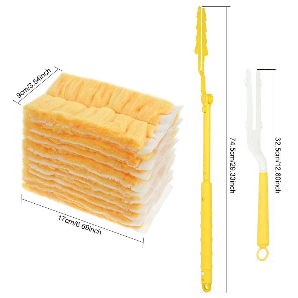 Vicloon Plumero Atrapapolvo Doble Cara, 30Pcs Plumero Duster Recambios Kit Antiestático Atrapan y Bloquean el Polvo y los Alérgenos para Limpiar Persianas Pelo de Animales con 2 Mango para Swiffer Kit — view 2
