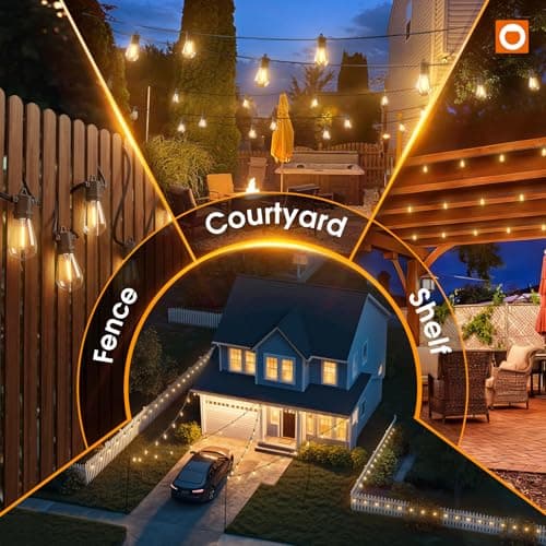 addlon 54FT(48+6) Solar String Lights Outdoor Waterproof with Remote&USB Port Solar Patio Lights Long Last for 20+Hrs, 3 Light Modes, Dimmable Solar Lights for Outside Backyard Party — view 2