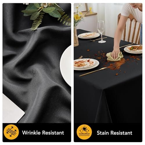 Dailyset 6-Pack Black Tablecloths for Rectangle Tables, 60 x 102 Inches, Stain-Resistant Polyester Fabric for 6 Foot Tables - Washable Table Covers for Weddings, Banquets, Birthday, Parties, Events — view 3