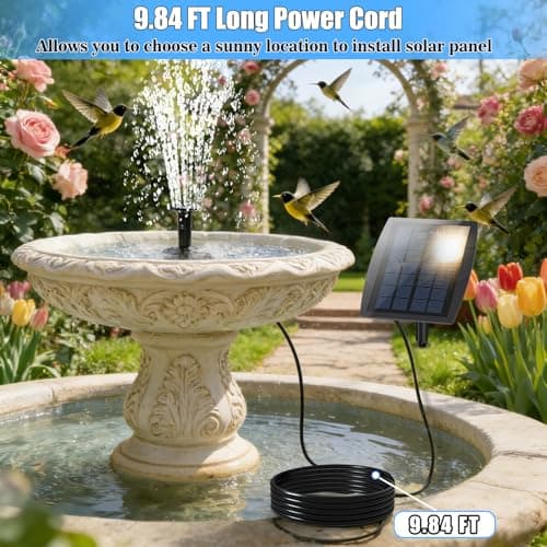 Yeomi Solar Fountain Pump for Bird Bath, 2.5W Solar Powered Water Fountain with 3 Nozzles & 1.5ft Tubing, Multi-Installation & 3-Layer Filtration for Small Pond, Garden Water Feature — view 5
