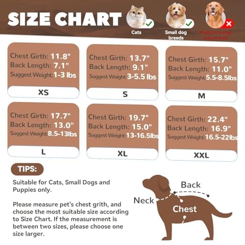 SEHFKKD Small Fleece Dog Sweater with Leash Ring Soft Warm Fall Winter Dog Clothes Cute Cat Apparel Puppy Sweaters Classic Pullover Doggy Sweatshirts Chihuahua Costumes Cat Outfits(Brown,M) — view 2