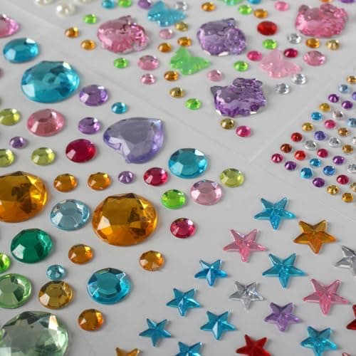 Gikboup 3521 Pieces Self Adhesive Jewels for Crafts, Gems Stickers for Kids, Flat Back Plastic Fake Jewels for Scrapbook Supplies and face gems — view 6