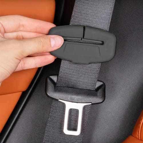 2PCS Silicone Car Seat Belt Buckle Covers, Non-Slip Anti-Scratch Seat Belt Stopper Guard, Universal Car Interior Accessories (Black) — view 4
