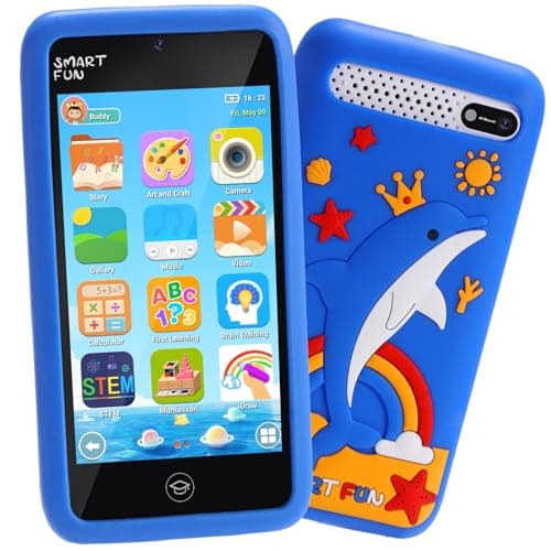 Kids Toys Smart Phone, 3.97" Touchscreen, Dual Camera with Stickers, 220+ Educational Puzzle Games, Toddler Learning Toys with Parental Control, Birthday Gifts for Kids Age 3-12