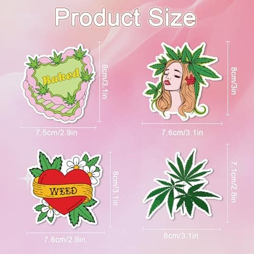 Vemfare Weed Plant Stickers for Adults - 100 Pcs Green Leaves Trippy Water Bottle Stickers, 420 Waterproof Vinyl Scrapbook Decals for Laptop Journaling — view 2