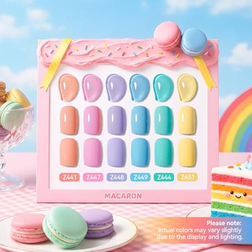 Nailshion Pastel Nail Polish, 6 Colors Soft Pink Green Light Blue Yellow