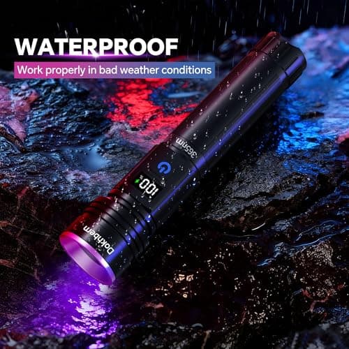 Dokhbem 365nm UV Flashlight Rechargeable 2 Pack, Black Light Flashlight with LCD Display, Powerful Ultraviolet Lights for Pet Urine Detection, Resin Curing, Rockhounding, Scorpion, Uranium Glass — view 5