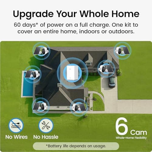 aosu Outdoor Security Cameras Wireless Home Surveillance System, Solar Powered, Cross-Cam Tracking, True 2K HD Night Vision, Spotlight, Motion Alert, No Subscription Required, Easy Setup, 6-Cam-Kit — view 2