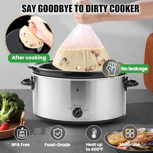 OLESBUR 20 Count Slow Cooker Liners, 13"x21", Fits 3-8 Quarts, Disposable Pot Liners Compatible with Crockpot, Oval Large Size, BPA-Free Cooking Bags, Kitchen Accessories, Cook with Ease — view 3