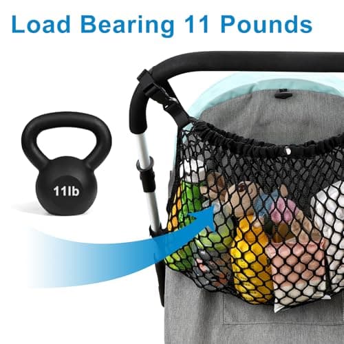 Accmor Universal Stroller Organizer, Polyester Net Mesh Bag Fits for Uppababy, Nuna, Britax, Doona Strollers, Non-Slip Adjustable Stroller Mesh Cargo Net Storage Caddy Accessories — view 3