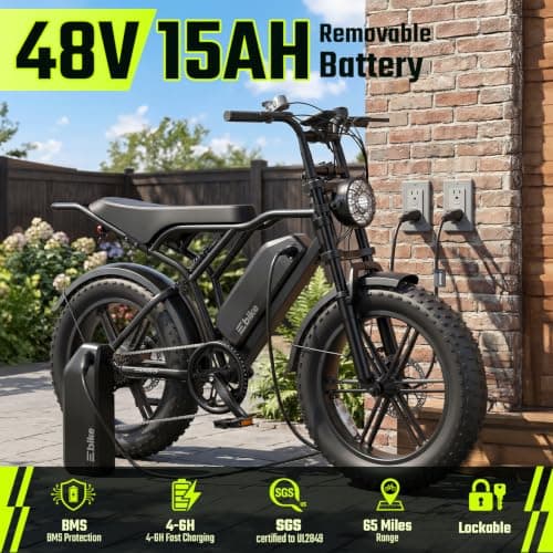 TST Electric Bike for Adults, 1500W Peak Motor, 20" x 4.0" Fat Tire E-Bike, 48V 15Ah Removable Battery, Dual Suspension & Disc Brakes, LCD & APP Control, for Commuting Off-Road — view 2